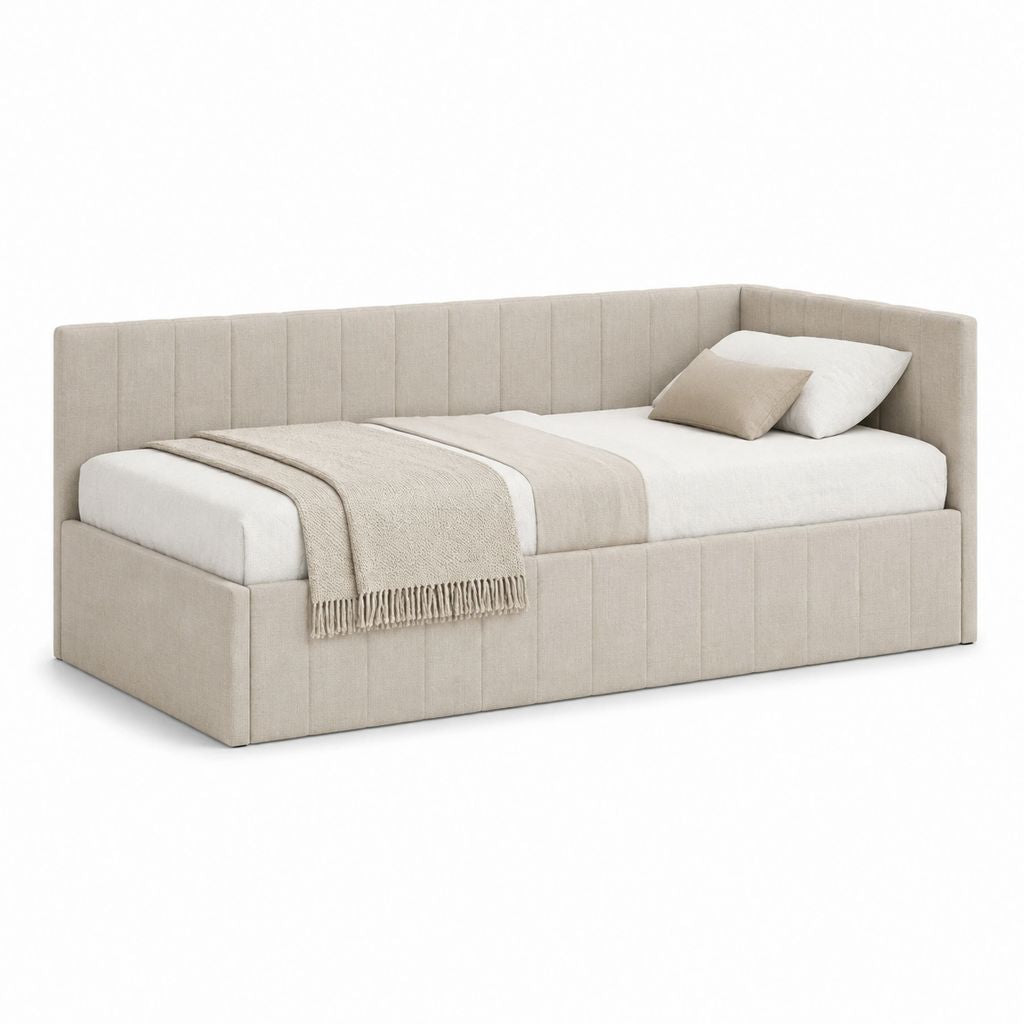 Lit banquette capitonné beige en polyester 90 x 200 cm