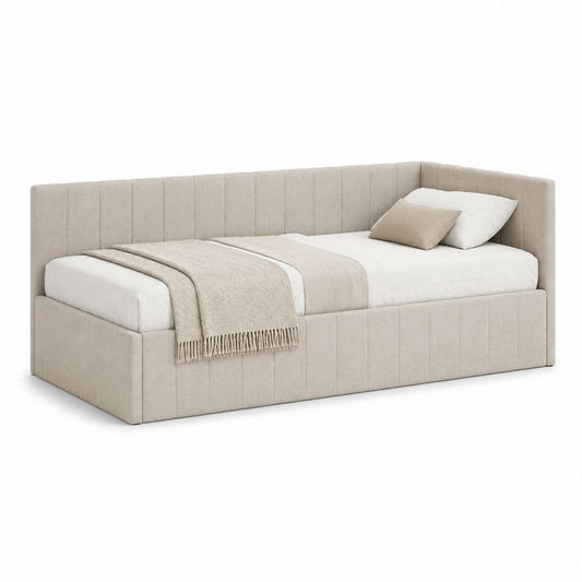 Lit banquette capitonné beige en polyester 90 x 200 cm