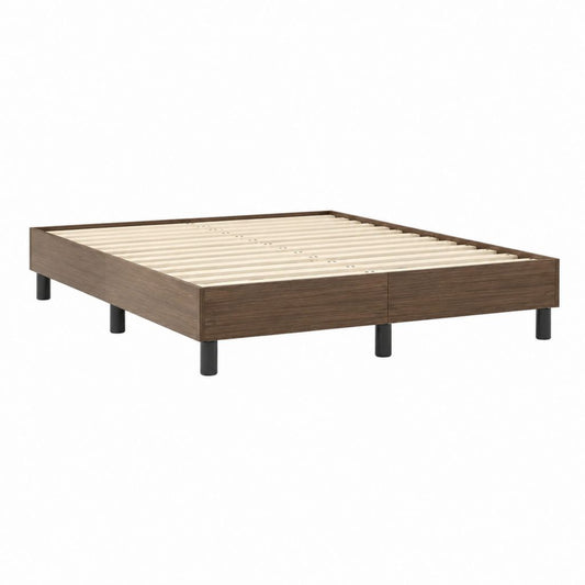 Cadre de lit double marron foncé en panneaux de particules 140 x 190 cm avec sommier à lattes
