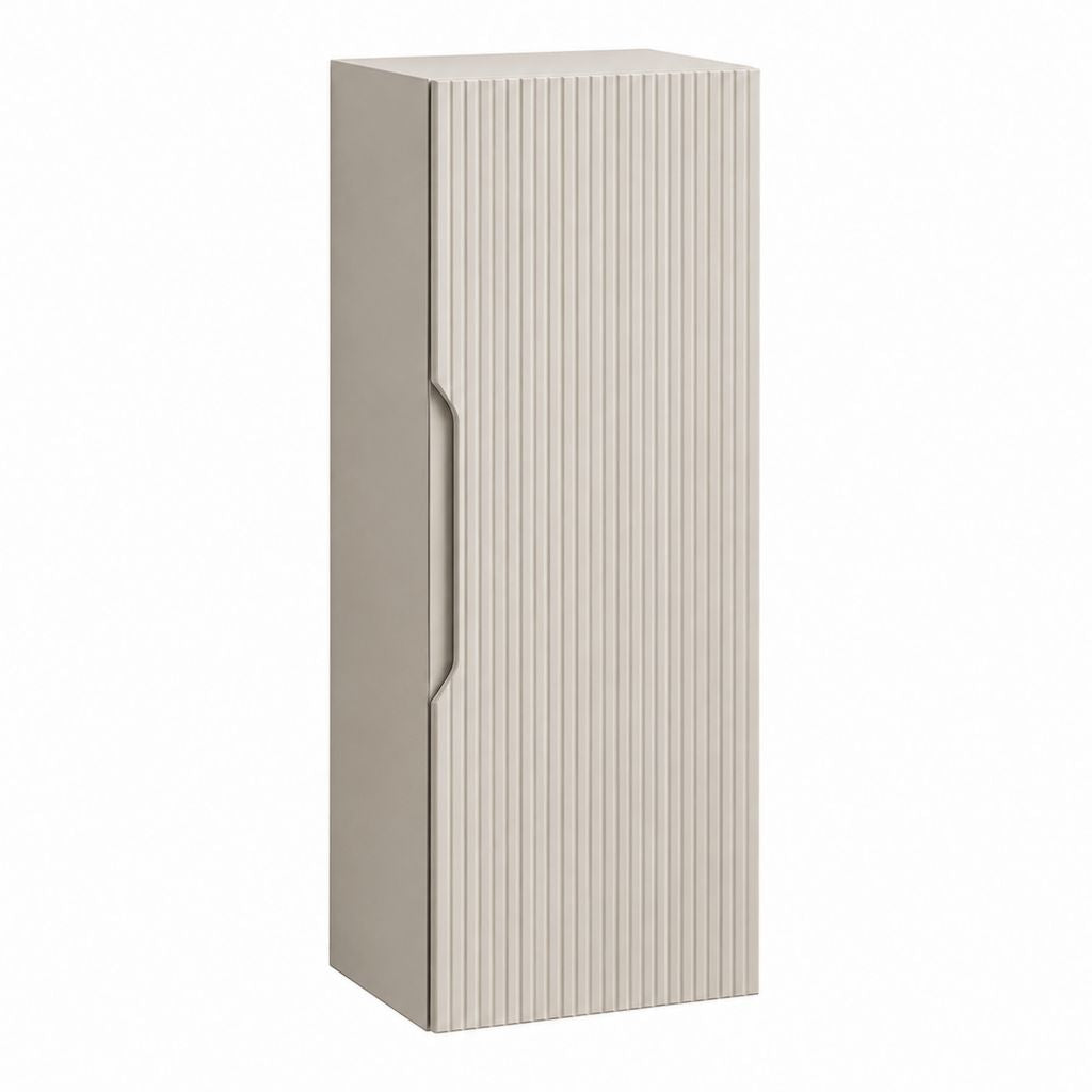 Colonne de salle de bain murale beige en MDF rainuré 160 x 35 x 30 cm