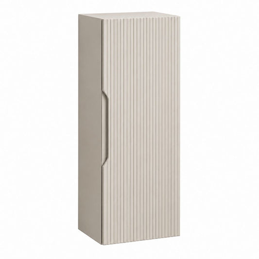 Colonne de salle de bain murale beige en MDF rainuré 160 x 35 x 30 cm