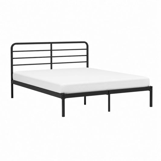 Cadre de lit double noir en acier rectangulaire 140 x 190 cm